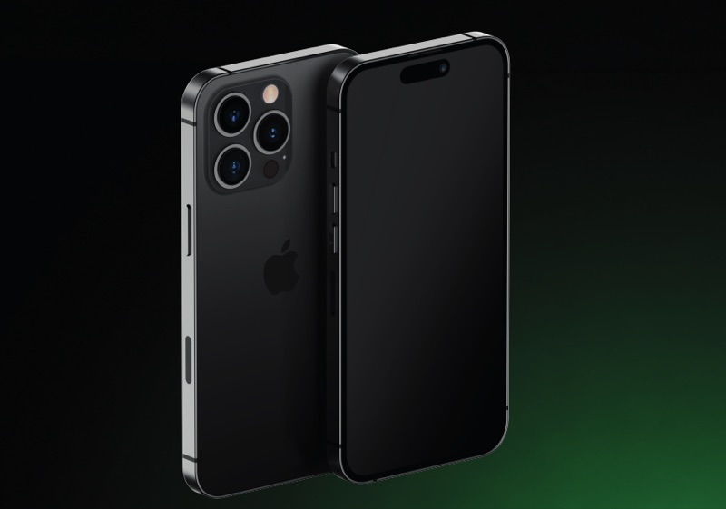 Zwei Smartphones von Vorder- und Rückseite vor dunklem Hintergrund